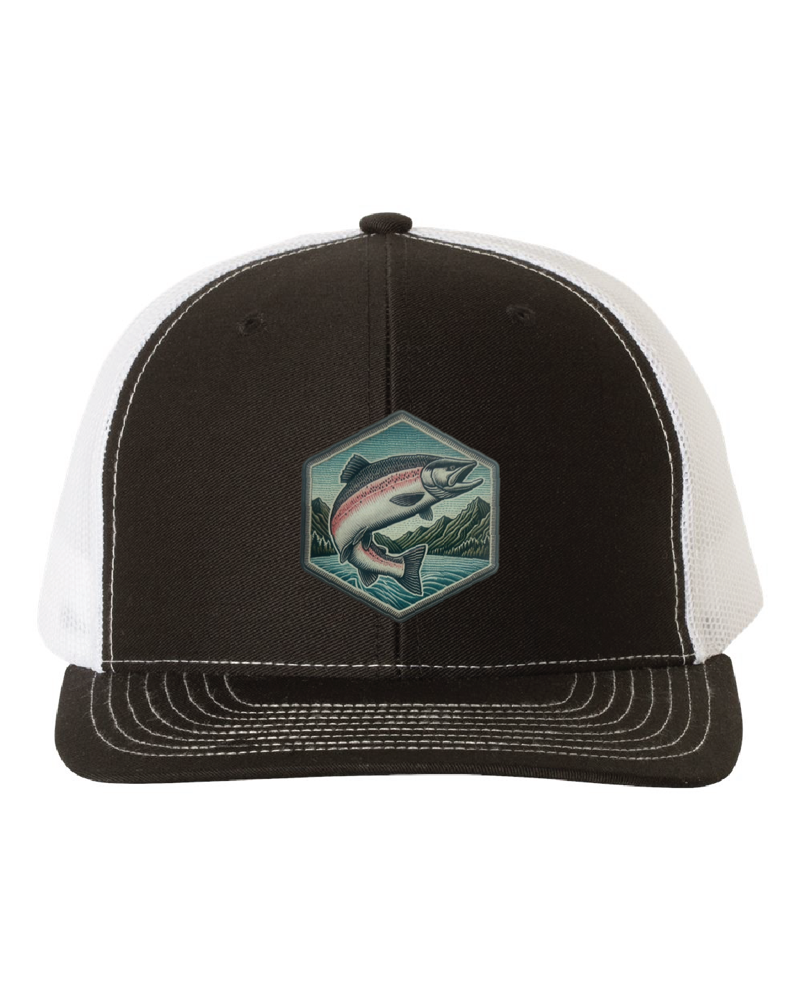 Salmon Jumping on a Richardson 112 Trucker Hat