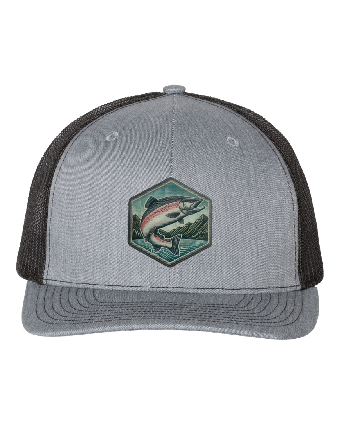 Salmon Jumping on a Richardson 112 Trucker Hat
