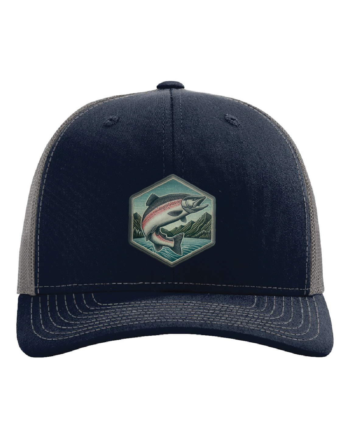 Salmon Jumping on a Richardson 112 Trucker Hat
