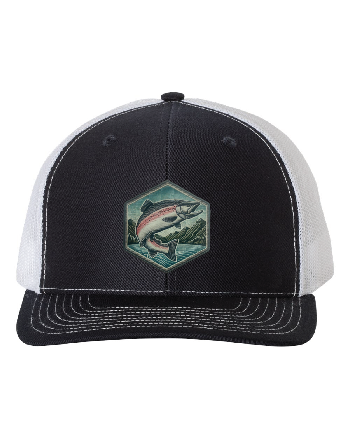 Salmon Jumping on a Richardson 112 Trucker Hat