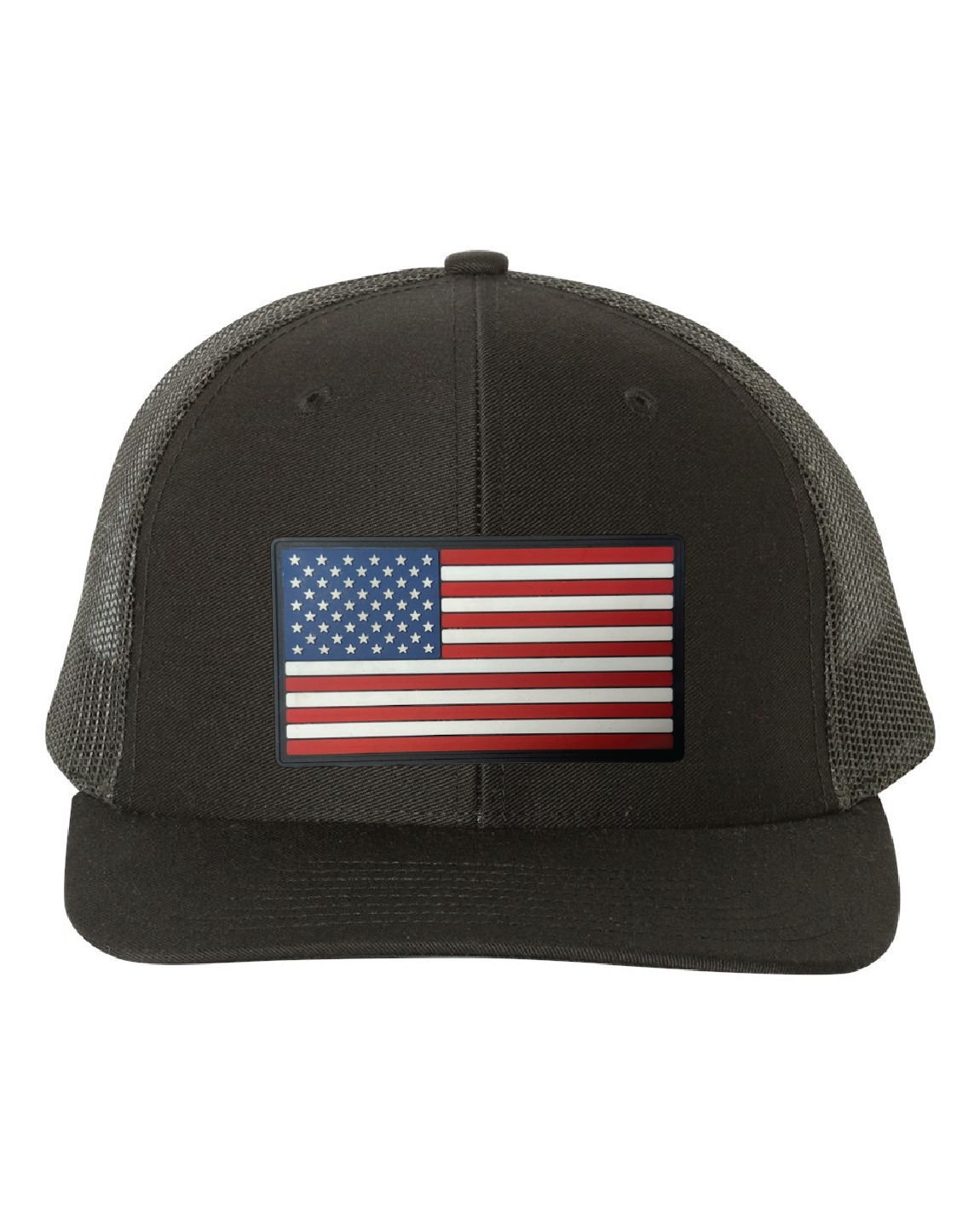 USA Flag Traditional PVC Patch on a Richardson 112 Trucker Hat