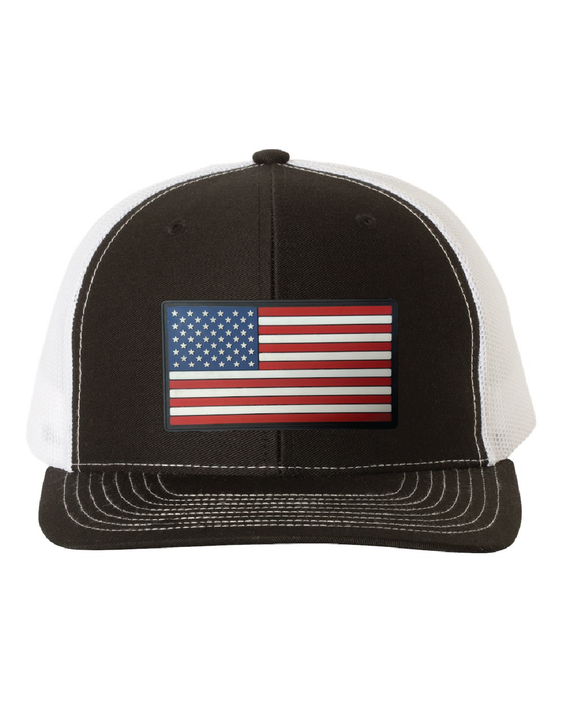 USA Flag Traditional PVC Patch on a Richardson 112 Trucker Hat