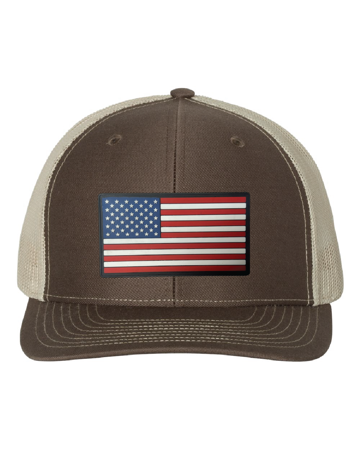 USA Flag Traditional PVC Patch on a Richardson 112 Trucker Hat