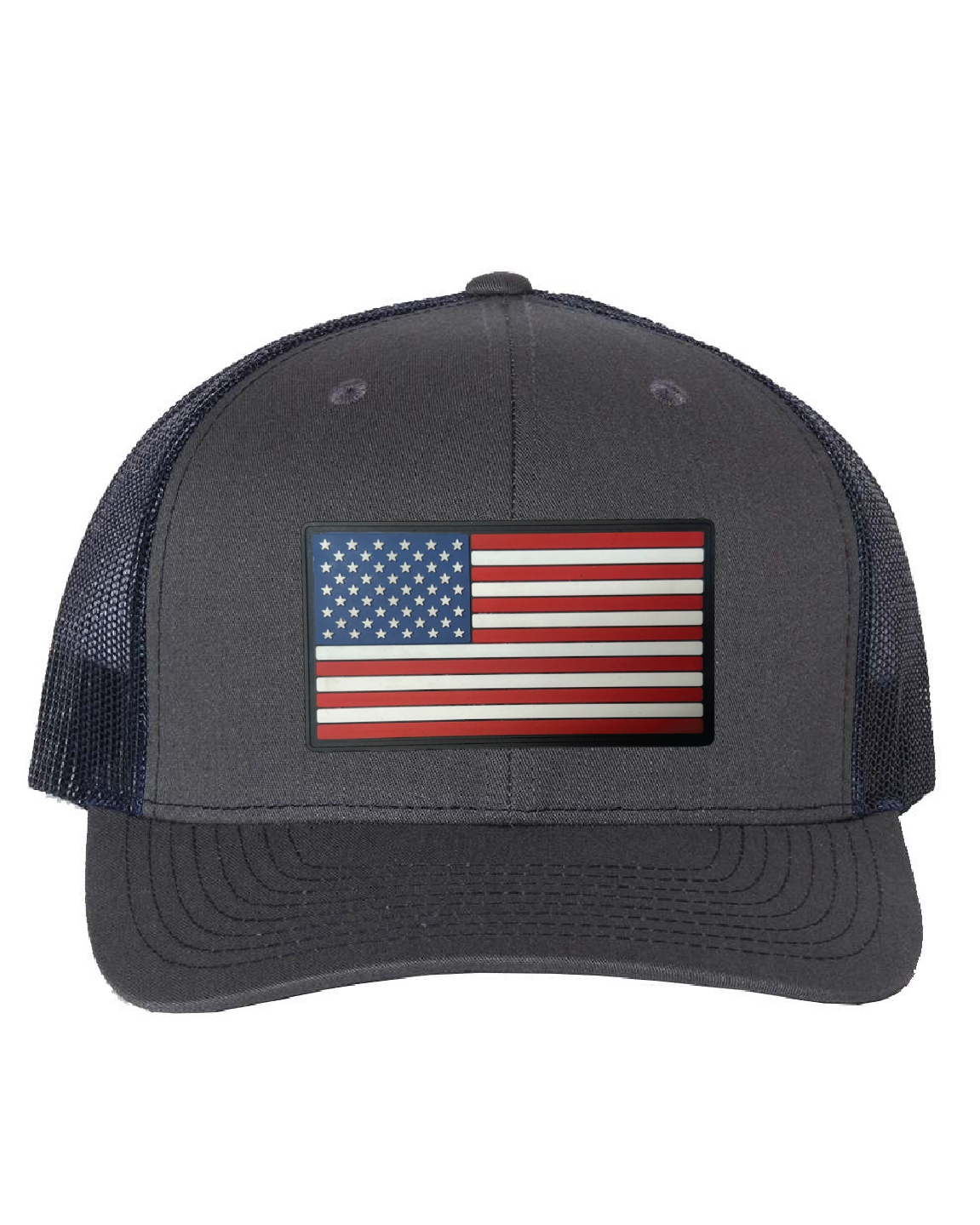 USA Flag Traditional PVC Patch on a Richardson 112 Trucker Hat