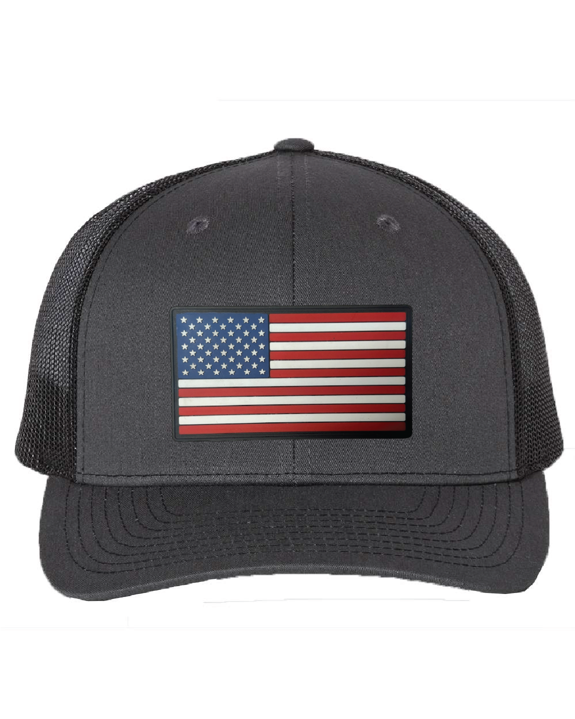 USA Flag Traditional PVC Patch on a Richardson 112 Trucker Hat