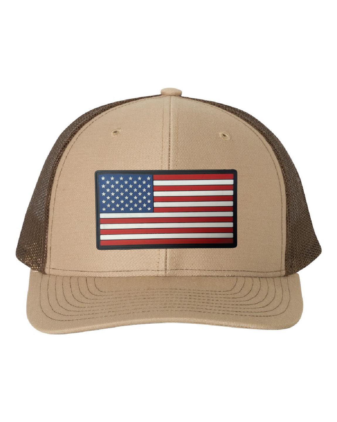 USA Flag Traditional PVC Patch on a Richardson 112 Trucker Hat