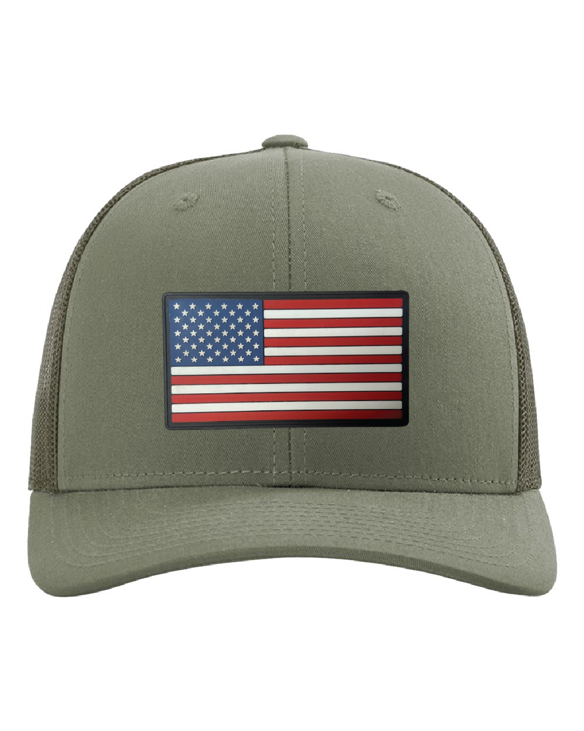 USA Flag Traditional PVC Patch on a Richardson 112 Trucker Hat