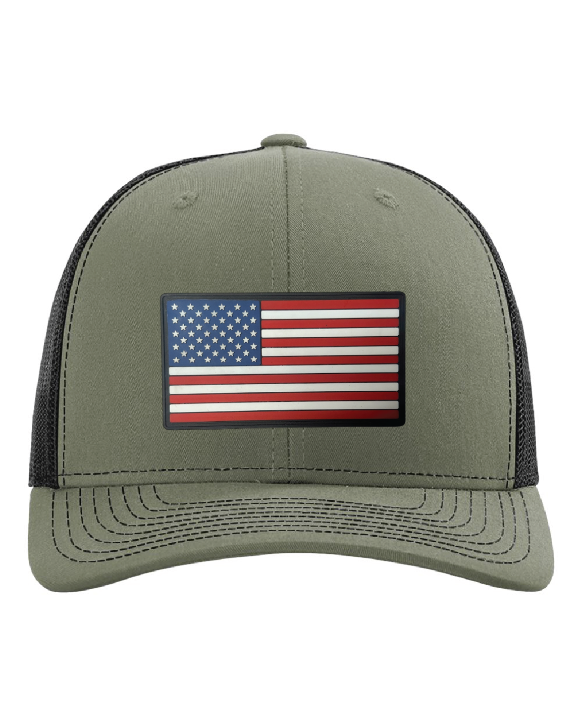 USA Flag Traditional PVC Patch on a Richardson 112 Trucker Hat