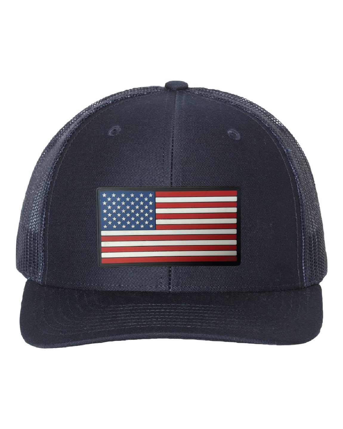 USA Flag Traditional PVC Patch on a Richardson 112 Trucker Hat