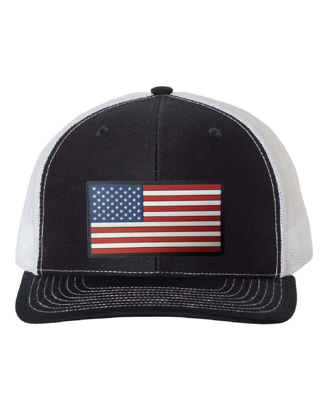USA Flag Traditional PVC Patch on a Richardson 112 Trucker Hat
